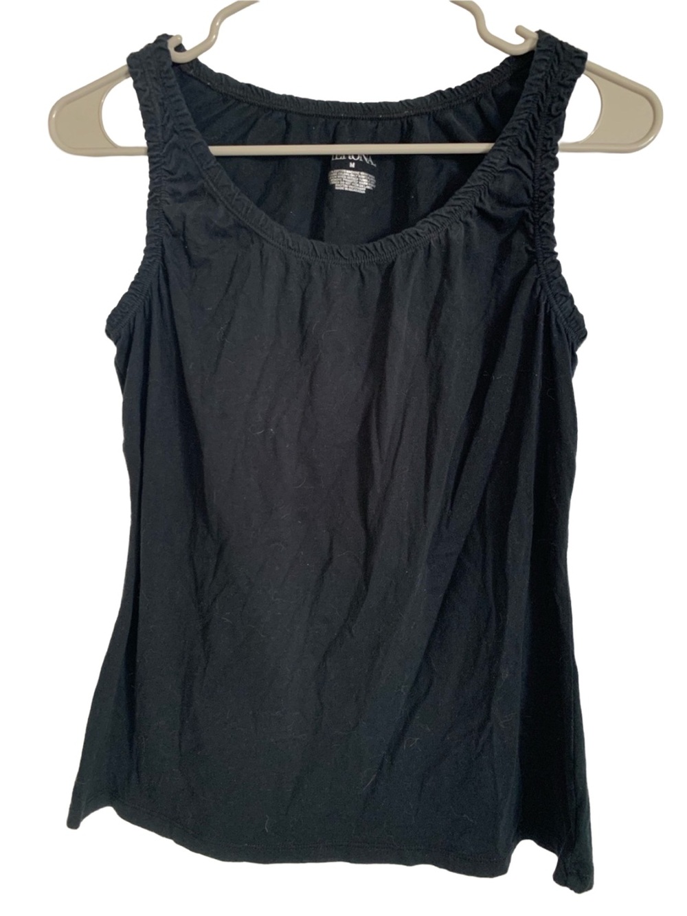 MERONA Women’s Black Sleeveless Ruffle Trim Tank Cotton Tee Shirt